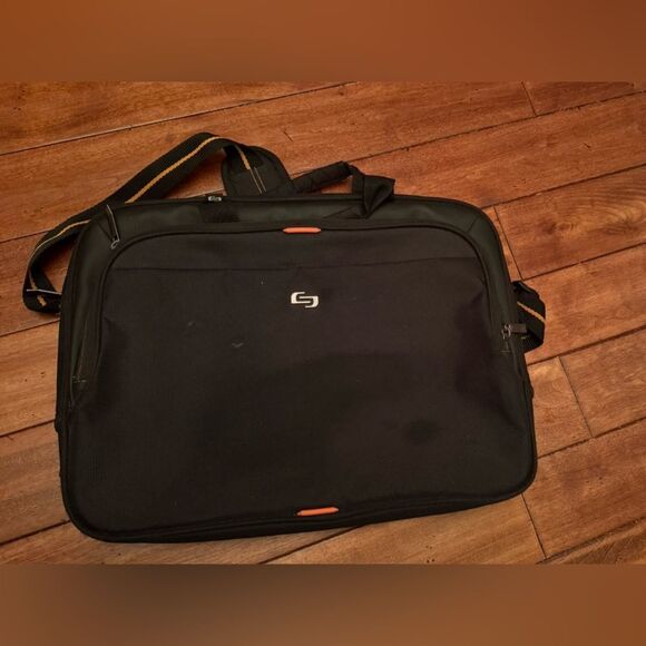 Solo Black and Orange Laptop Bag with Durable Design - Picture 1 of 3